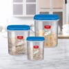 MILTON Quadra Modular Multi-Purpose Plastic Containers with Lid, Set of 3 (2L, 3L & 4L) Kitchen Storage Container Set for Spices, Atta, Grains Organizers, Transparent Dabba, Blue - Image 2