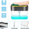 TEKCOOL 2 in 1 Soap Dispenser for Bathroom Accessories Dishwasher Liquid Holder Liquid Dispenser Pump 400 ML with Sponge Holder Kitchen Sink Accessories Items (Multi-Color) - Image 2