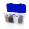 4 in 1 Multipurpose 4 Section Kitchen, Fridge Storage Airtight Container Set for Vegetables, Dryfruits, Spices, Groceries, and Pickles with 4 Spoons Storage Set 1800 ml- (Blue, Pack of 1) - Image 2