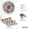 MARU 12 IN 1 Spice Box Stainless Steel with Middle Container Partitions | Masala Dabba Steel Masala Box For Kitchen Steel | Masala Dani For Kitchen See Through Lid (Size 13 Large 21.5cms) Silver - Image 7