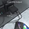 Portronics Adapto 66 2.4A 12w Dual USB Port 5V/2.4A Wall Charger,Comes with 1M Micro USB Cable, USB Wall Charger Adapter for Smartphone (Black) - Image 2