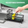 kitchen dish wash holder soap stand for kitchen sink rack organizer dish soap organiser kitchen soap stand for sink scrub holder Sink Organiser With Brush & Sponge Holder Cup with Drain Tray - Image 5