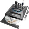 Sounce USB 3.0 & Type C External CD DVD Writer RW Optical Drive CD/DVD ROM +/-RW CD Burner Drive with SD/TF Card Reader Ports, USB 3.0 to C Hub for Laptop, PC, MacBook, Desktop, Notebook - Black