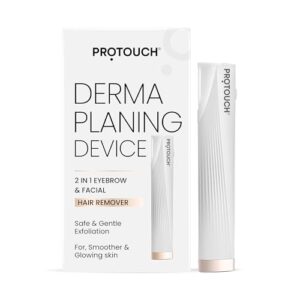 PROTOUCH Electric Dermaplaning Device | Beauty Tool | 2 in 1 Eyebrow & Face Hair Remover with Gentle Exfoliation | Quick, Painless, Smoother & Glowing Skin | 3 attachment | Easy & Safe to Use