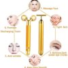 Dealsure 2 in 1 Energy Beauty Bar Electric Vibration Facial Massage V shape Roller Waterproof Face Skin Care T-Shaped Anti Wrinkle Massager for Forehead Cheek Neck Clavicle Arm (Gold Colour) - Image 7