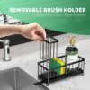 kitchen dish wash holder soap stand for kitchen sink rack organizer dish soap organiser kitchen soap stand for sink scrub holder Sink Organiser With Brush & Sponge Holder Cup with Drain Tray - Image 4