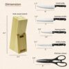 AGARO Galaxy 6 Pcs Kitchen Knives Set with Wooden Case, 4 Knives, 1 Scissor, 1 Wooden Case, High Carbon Stainless Steel, Non Slip Triple Rivet Strong Handle, Cooking, Cutting, Slicing, Silver - Image 7