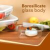 AGARO Borosilicate Glass Containers with Lids, 3 pcs Set, 370ml, 640ml &1040ml, Kitchen, Microwave, Oven & Freezer Safe, Baking Dish, Rectangle, Baking Tray, Scratch Resistant, Transparent - Image 3