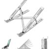 Sounce Laptop Stand, Fold-Up, Adjustable, Ventilated, Portable Laptop Holder for Desk, Aluminum Foldable Laptop Ergonomic Compatibility with up to 15.6-inch Laptop, All Mac, Tab, and Mobile (Silver)