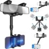 Mobile Holder for Car 360° Rotation, Multifunctional Drive Easy Rearview in Rotatable Stand Mount, Adjustable Hanging Anti Shake Rearview Mirror Phone Holder for All Mobile Phones.