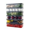 FRATELLI TENTI Italy 6 Fridge Storage Boxes Freezer Storage Containers, Container Kitchen Storage Set, Draining Crisper Refrigerator Food Box (1200 Ml(Pack Of 6), Transparent) (Polypropylene, 6) - Image 2