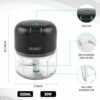 Qlect Automatic Electric Chopper | Rechargeable Wireless Chopper For Kitchen | Stainless Steel Chopper | One Touch Chopper for Onion Vegetables Garlic Ginger Meat Fruits (250ml Black | 1 Yr Warranty) - Image 6