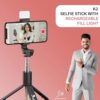 Kratos Selfie Stick Tripod Stand, 3 in 1 Multifunctional Design, Rechargable LED Light with Two Brighness Levels for Make up, Selfie & Photo Shoot, Selfie Stick with Bluetooth Remote (70cm with light) - Image 2