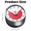 Jessica Exim Mechanical Kitchen Timer with Magnetic Base – 360° Rotary Visual Timer for Kids, Cooking, Studying, Fitness, Baking, and Teaching – Stainless Steel Countdown Timer with Alarm - Image 3