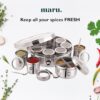 MARU 12 IN 1 Spice Box Stainless Steel with Middle Container Partitions | Masala Dabba Steel Masala Box For Kitchen Steel | Masala Dani For Kitchen See Through Lid (Size 13 Large 21.5cms) Silver - Image 8