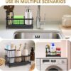 kitchen dish wash holder soap stand for kitchen sink rack organizer dish soap organiser kitchen soap stand for sink scrub holder Sink Organiser With Brush & Sponge Holder Cup with Drain Tray - Image 8