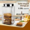 AGARO Elegant Glass Jar 2250 ml, Square Shaped, Steel Lid, Storage Glass Container, Transparent, Kitchen Organiser, Multipurpose Jar. - Image 2