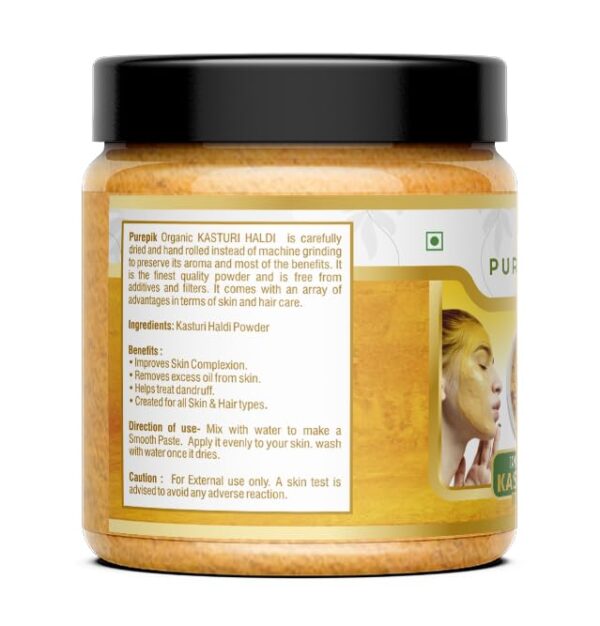 Pure Pik Organic Kasturi Haldi Powder For Face Beauty (200 Gram) Jar Pack | Wild Turmeric Powder,Kasturi Manjal Powder - Image 3