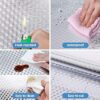 ELTON Kitchen Backsplash Wallpaper Oil Water Proof Heat Resistant Stainless Steel Contact Paper Self Adhesive for Dishwasher Countertop Cabinet Drawer Shelf Liner (30x300cm, Silver Foil Mosaic) - Image 5