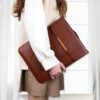 SwooK Laptop Sleeve 13 inch Case for 2020 M1 MacBook Air New, 12.9" iPad Pro, 13.5" Surface, MateBook X, PU Leather Waterproof Computer Cover Bag with Pouch, Tan - Image 7