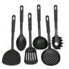 Non-Stick Safe Nylon Kitchen Tool Set – 6-Pieces of Cooking Essentials – Turner, Ladle, Spaghetti Server, Slotted Spoon & More in Black