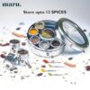 MARU 12 IN 1 Spice Box Stainless Steel with Middle Container Partitions | Masala Dabba Steel Masala Box For Kitchen Steel | Masala Dani For Kitchen See Through Lid (Size 13 Large 21.5cms) Silver - Image 3