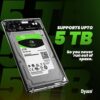 Dyazo 2.5" SATA to USB 3.0 External Hard Drive Enclosure | Tool Free with Transparent Design | Support UASP Up to 5TB HDD/SSD Compatible with PC, Laptop and TV (Black) - Image 6