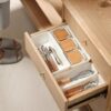 MosQuick® Set of 2 Expandable partition boxes for storage with dividers tandem box drawer for kitchen drawer organizer tray cutlery tray for drawer divider spoons holder for kitchen - Image 3