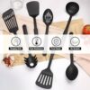 Non-Stick Safe Nylon Kitchen Tool Set – 6-Pieces of Cooking Essentials – Turner, Ladle, Spaghetti Server, Slotted Spoon & More in Black - Image 6