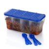 4 in 1 Multipurpose 4 Section Kitchen, Fridge Storage Airtight Container Set for Vegetables, Dryfruits, Spices, Groceries, and Pickles with 4 Spoons Storage Set 1800 ml- (Blue, Pack of 1) - Image 4