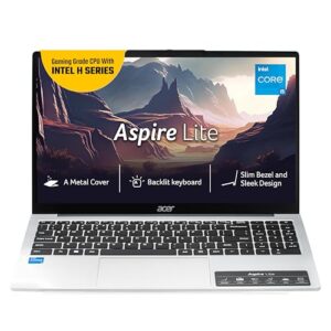acer Aspire Lite, 12th Gen, Intel Core i5-12450H(16GB RAM, 512GB SSD) IPS Full HD, 15.6"/39.62cm, Win 11 Home, MSO, Pure Silver, 1.7KG, AL15-52H, Backlit Keyboard, Metal Body, Thin and Light Laptop