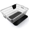 TEX-RO Utensils Basket Drainer & Dish Drainer Basket for Kitchen/Utensil Stand for Kitchen/Dish Drying Rack with Drainer/Bartan Stand/Dish Rack for Kitchen(Size- 56x43x23 CM/Chrome Finish)