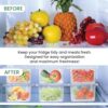 MILTON Cryo Fridge Storage Boxes Set of 6 Fridge Organizer Container with Waterproof Vinyl Stickers & Removable Drain Plate, Lid, Stackable Box, Plastic Containers 1500 ml, Transparent - Image 2