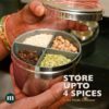 MARU 12 IN 1 Spice Box Stainless Steel with Middle Container Partitions | Masala Dabba Steel Masala Box For Kitchen Steel | Masala Dani For Kitchen See Through Lid (Size 13 Large 21.5cms) Silver - Image 4