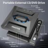 Sounce USB 3.0 & Type C External CD DVD Writer RW Optical Drive CD/DVD ROM +/-RW CD Burner Drive with SD/TF Card Reader Ports, USB 3.0 to C Hub for Laptop, PC, MacBook, Desktop, Notebook - Black - Image 2