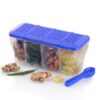 4 in 1 Multipurpose 4 Section Kitchen, Fridge Storage Airtight Container Set for Vegetables, Dryfruits, Spices, Groceries, and Pickles with 4 Spoons Storage Set 1800 ml- (Blue, Pack of 1) - Image 6