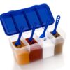 4 in 1 Multipurpose 4 Section Kitchen, Fridge Storage Airtight Container Set for Vegetables, Dryfruits, Spices, Groceries, and Pickles with 4 Spoons Storage Set 1800 ml- (Blue, Pack of 1) - Image 3