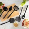 Non-Stick Safe Nylon Kitchen Tool Set – 6-Pieces of Cooking Essentials – Turner, Ladle, Spaghetti Server, Slotted Spoon & More in Black - Image 2