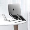 TARKAN 2 in 1 Portable & Foldable Aluminium Laptop Stand + Mobile Stand with Adjustable Height & Angle for Laptops, MacBook, Phones (Silver) - Image 5