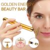Dealsure 2 in 1 Energy Beauty Bar Electric Vibration Facial Massage V shape Roller Waterproof Face Skin Care T-Shaped Anti Wrinkle Massager for Forehead Cheek Neck Clavicle Arm (Gold Colour) - Image 2